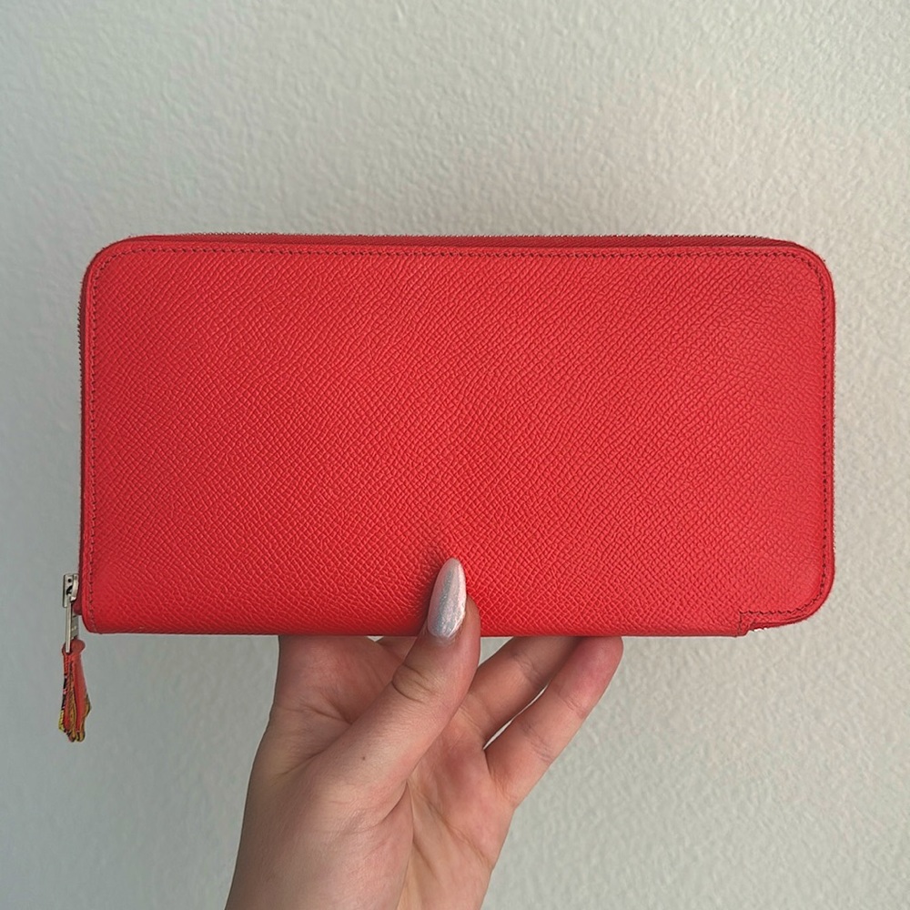 ☀️Hermes☀️Silk'In Classic Epsom Long Wallet Rose Jaipur Astrologie Nouvelle